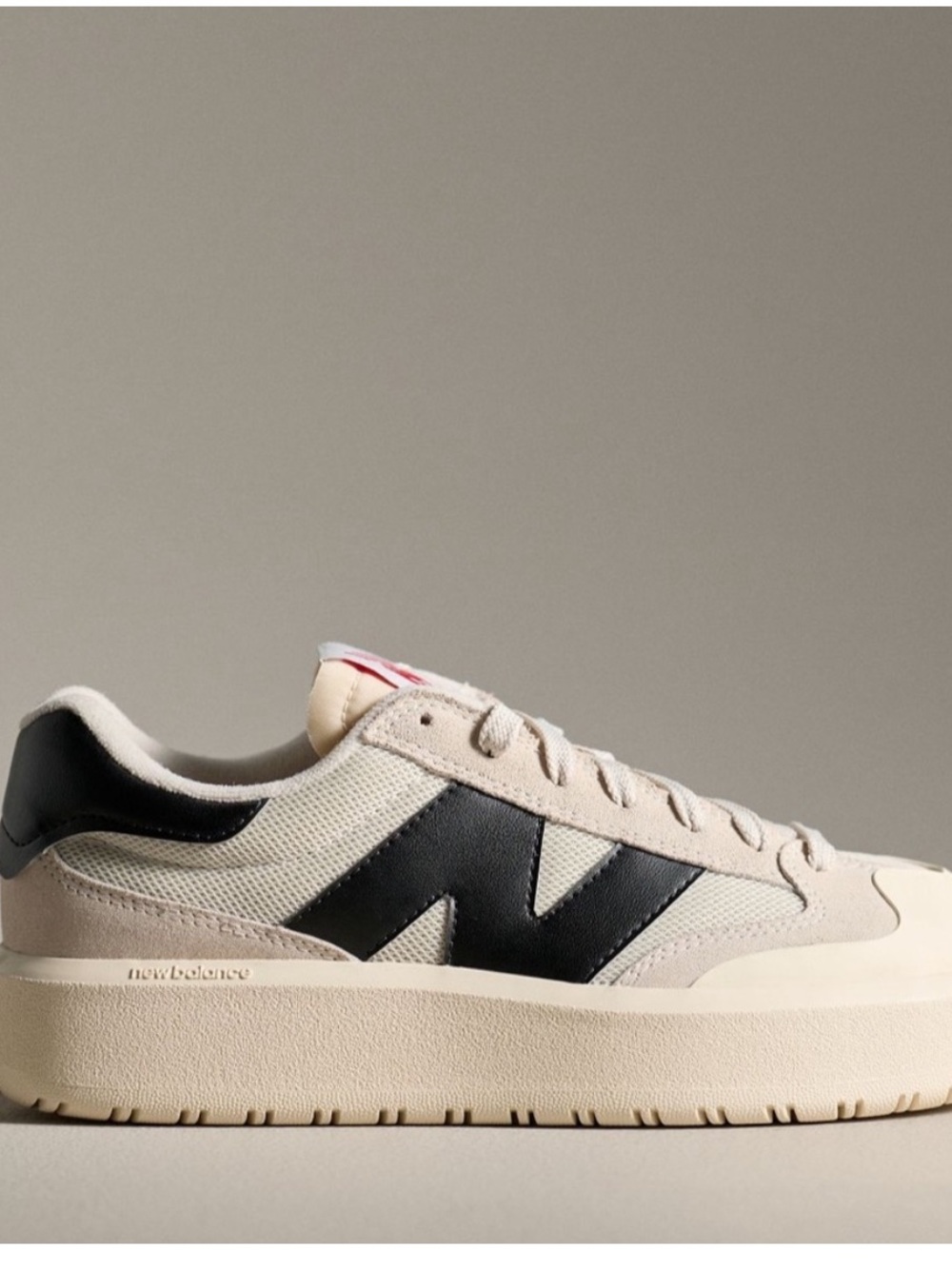 New Balance Moonbeam Cream and Black Platform Trainer